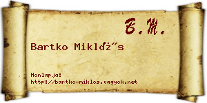 Bartko Miklós névjegykártya